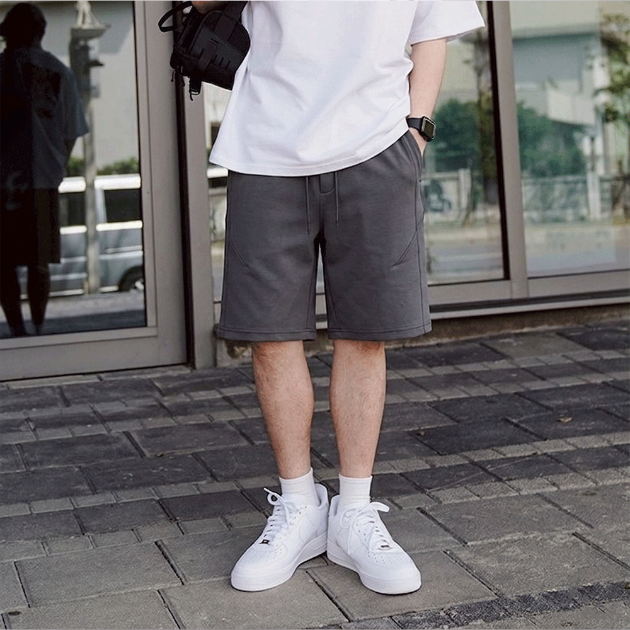 韓系寬版空氣感運動短褲