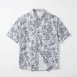 復古樹葉印花短袖襯衫