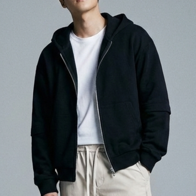 極簡高街風雙向拉鍊連帽外套