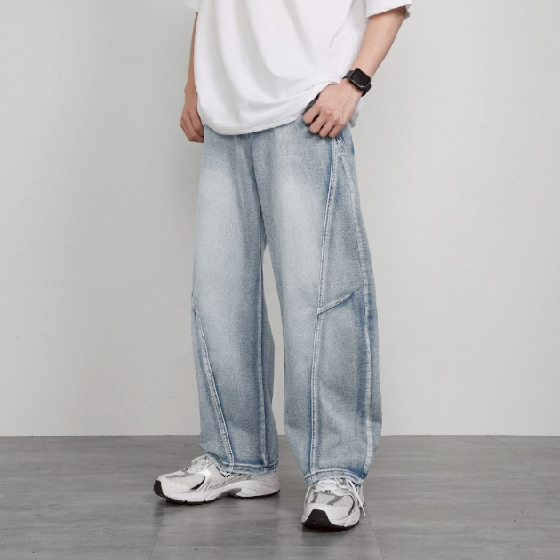 弧形拼接繭型氣球褲