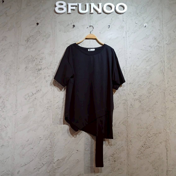 下擺不規則短袖素面T恤