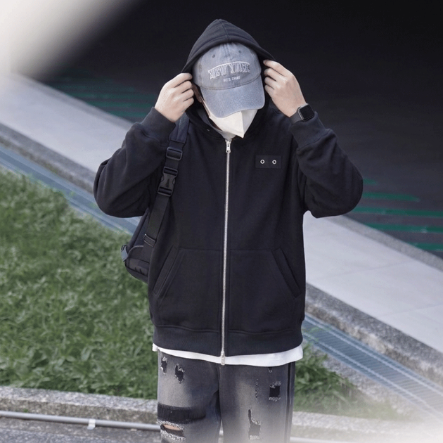 正韓多口袋雙拉鍊連帽夾克