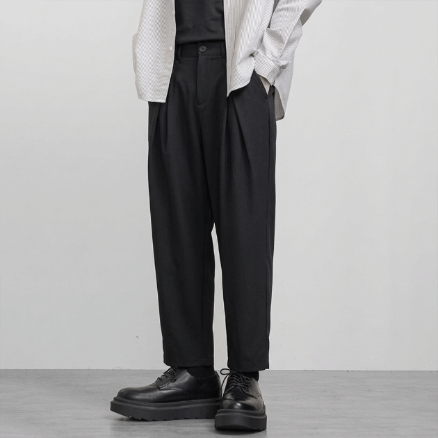 挺闊垂墜感打褶西裝長褲