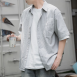 韓系文青風直條短袖襯衫