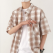 格紋復古短袖襯衫