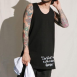 純色長版英文字無袖背心