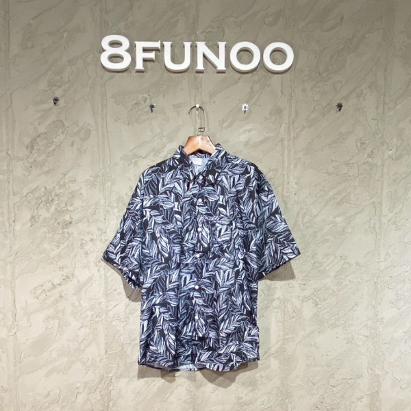 復古樹葉印花短袖襯衫