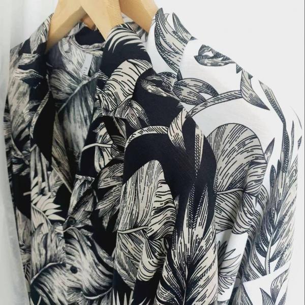 熱帶椰葉短袖印花襯衫