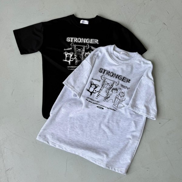 STRONGER健身貓咪短袖T恤
