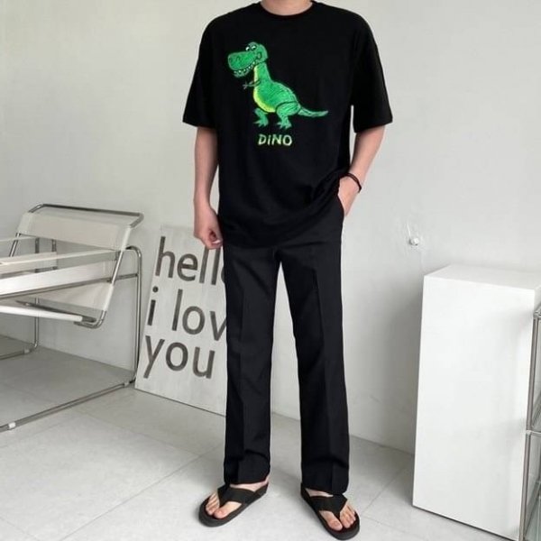 DINO綠恐龍插畫短袖T恤