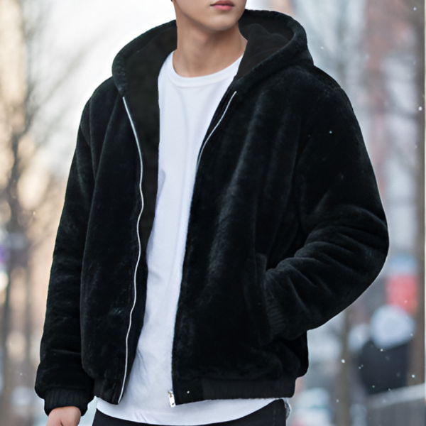 麂皮絨拼接毛雙面外套