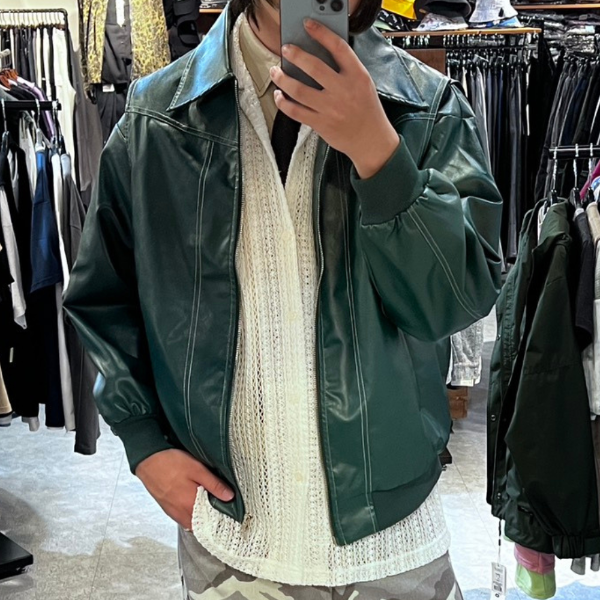 韓版對比車線質感皮外套