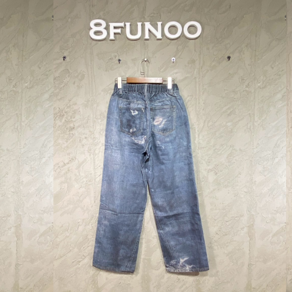 深藍暈染水洗寬鬆直筒破壞牛仔褲 