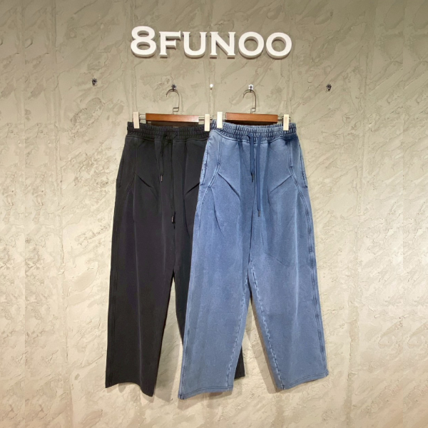 寬鬆抽繩牛仔直筒長褲