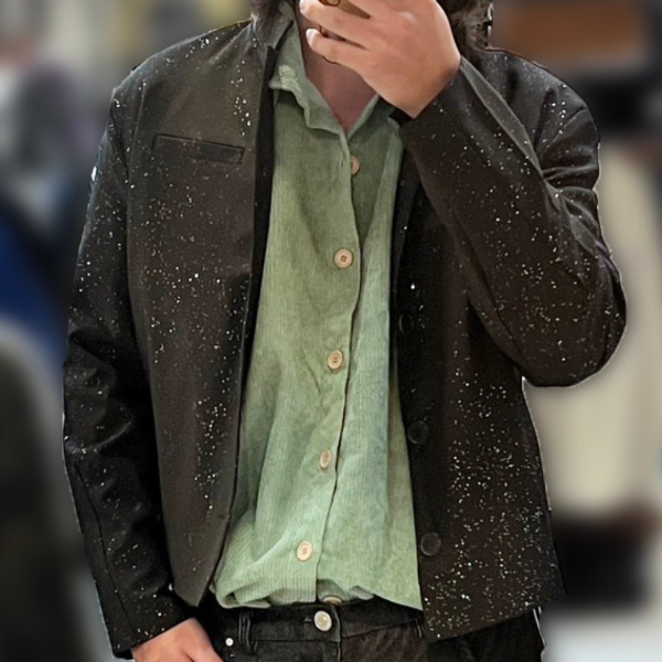 韓系墊肩短版亮閃西裝外套