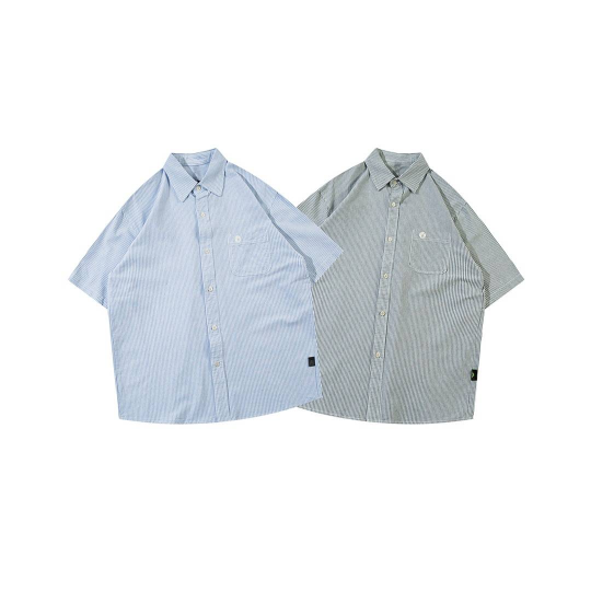 韓系文青風直條短袖襯衫