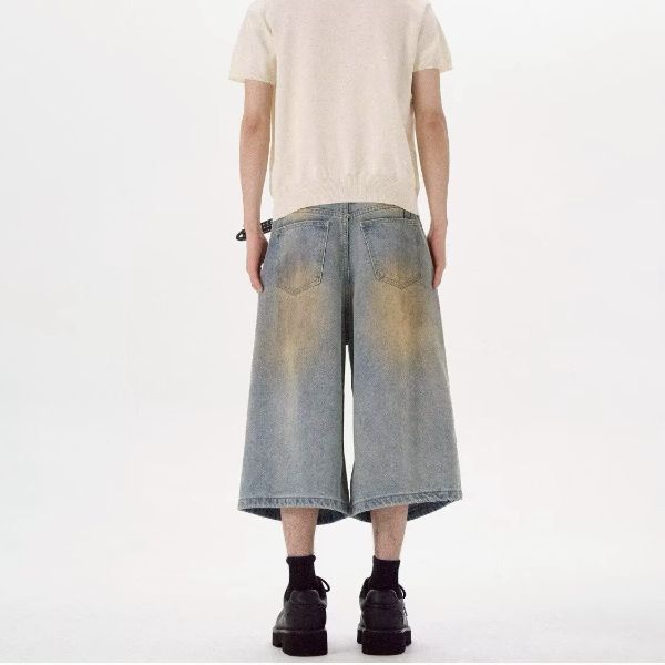 嘻哈仿舊刷破七分短褲