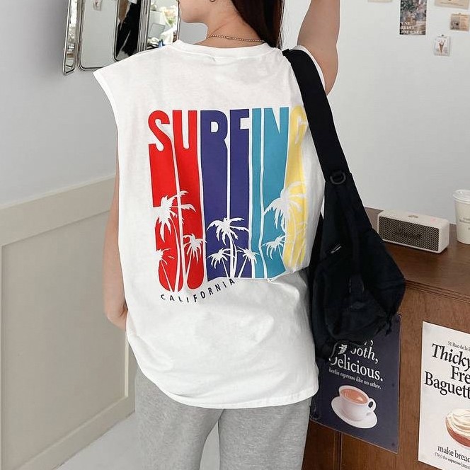 SURFING彩虹椰子樹背心