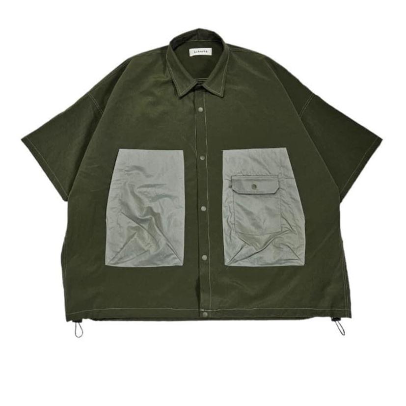 拼色大口袋車線工裝襯衫