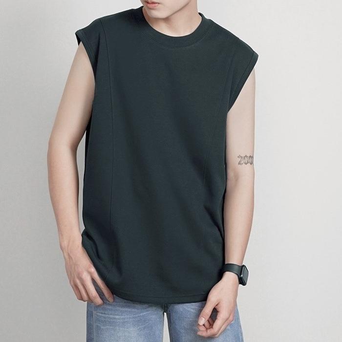 韓系拼接寬肩棉背心